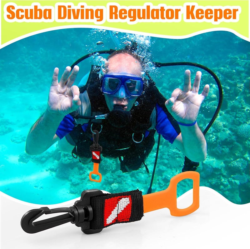 Dawitrly 2 Pack Scuba Diving Regulator Octopus Holder, Octopus Mouthpiece Retainer with Spring Clip, Dive Flag Webbing and Silicone Ring, 2nd Stage Regulator Keeper for Divers and Snorkelers - Image 2